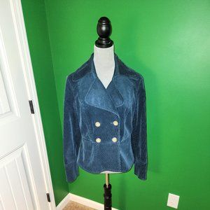 Nine West Double-Breasted Corduroy Dk Forest Green Jacket - Size M